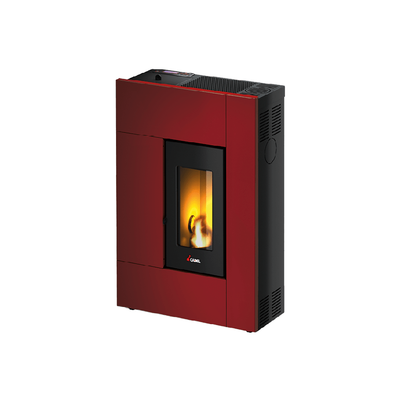 PROMOZIONE ULTIMI PEZZI Stufa a Pellet Aria CAMERA STAGNA Cadel Spirit 5 ROSSA potenza 5,2 kw Slim WIFI integrato