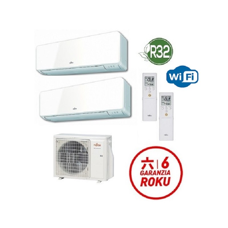 GARANZIA ITALIA ULTIMA VERSIONE Condizionatore R32 Fujitsu Dual Split 12000 + 12000 AOYG18KBTA2 + 2x ASYG12KMCF