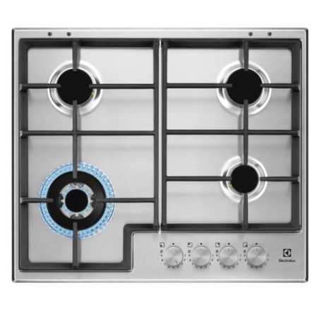 NUOVO MODELLO PIANO GAS EGS64362X WOK 60CM 4FINOX Electrolux Cod. 949641008 Piani Cottura A Gas