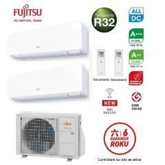 NUOVO Condizionatore Climatizzatore R32 Fujitsu WIFI integrato Dual Split 9000 + 9000 AOYG18KBTA2 + 2x ASYG09KGTF