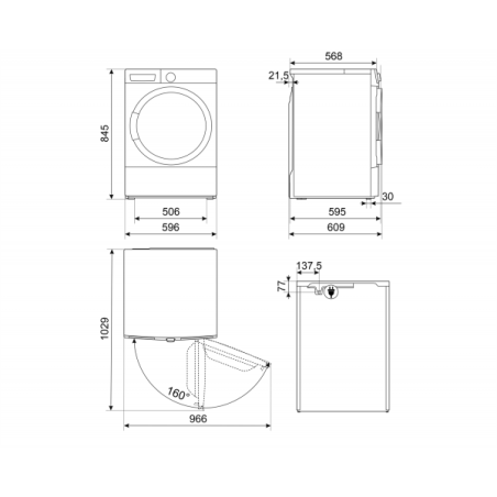 NUOVO MODELLO ASCIUG 8KG A+ 1000W BIANCO Smeg Cod. DT181IT Asciugatrici A Condensazione