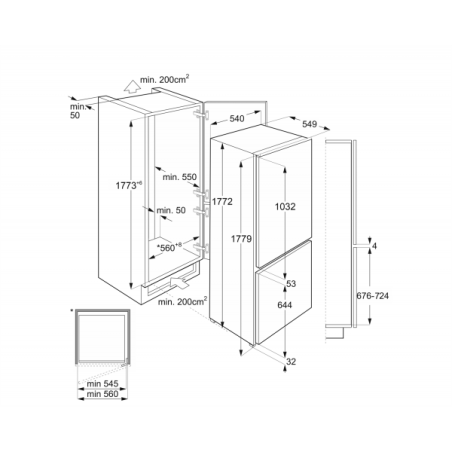 NUOVO MODELLO COMBI 177CM F STATICO Smeg Cod. C4172F Frigoriferi Da Incasso