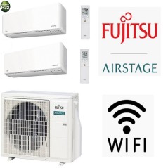 GARANZIA ITALIA ULTIMA VERSIONE Condizionatore R32 Fujitsu Dual Split 12000 + 12000 AOEG18KBCA2 + 2x ASEH12KMCG WIFI INTEGRATO